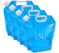 Kamiya Tanica per acqua pieghevole da 5 l, con coperchio denso, tanica flessibile per acqua, 5 litri, senza BPA, per campeggio all'aperto (4 x 5 L)