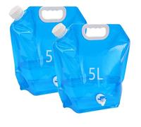 Kamiya Tanica per acqua pieghevole da 5 l, con coperchio denso, tanica flessibile per acqua, 5 litri, senza BPA, per campeggio all'aperto (2 x 5 l con valvola)