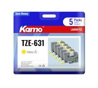kamo 5 nastri compatibili con Brother P-touch 12 mm 0.47 nastri TZe-631 TZe631 TZ-631 TZ631 laminato giallo, per etichettatrice PT-P300BT PT-H100R PT-H110 PT-H110 PT-P700 PT-D410 PT-H200