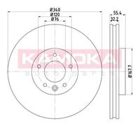 KAMOKA 2X Dischi Freno Anteriori Ø340 Mm Ventilati Per VW Transporter V Bus 7HB