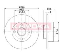 KAMOKA 2x Dischi Freno Posteriore Ø240 Pieno per Renault Modus/Grand F / JP0_