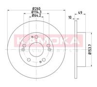 KAMOKA 2x Disco Freno Posteriore Ø260 MM Pieno per Honda Accord VII CL 2.0 2.4