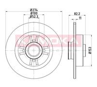KAMOKA 2x Disco Freno Posteriore Ø274 MM Pieno per Renault Grand Scénic II JM0 /
