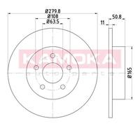KAMOKA 2x Disco Freno Posteriore Ø280 MM Pieno per Ford C-Max II Dxa / CB7 Ceù
