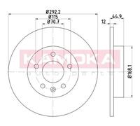 KAMOKA 2x Disco Freno Posteriore Ø292 MM per Opel Astra J P10 2.0 CDTI 1.7 P12