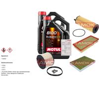 KAMOKA Controllo set 10L MOTUL 8100 X-PULIRE 0W-30 per VW Touareg 3.0 V6 TDI