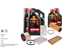 Kamoka Controllo Set 12L Motul 8100 x-Pulire 0W-30 per VW Tuareg 3.0 V6