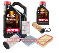 Kamoka Controllo Set 6L Motul 8100 x-Pulire 0W-30 per VW Passat Variant
