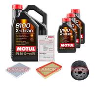 Kamoka Controllo Set 8 L Motul 8100 x-Pulire 5W-40 per Vagone Fiat Stilo Multi