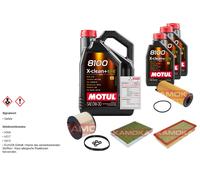 Kamoka Controllo Set 8L Motul 8100 x-Pulire 0W-30 per Di VW Touareg 3.0