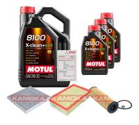 Kamoka Controllo Set 8L Motul 8100 x-Pulire 0W-30 per Volkswagen Passat Variant