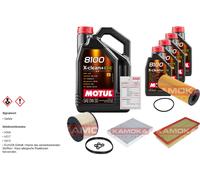 Kamoka Controllo Set 9L Motul 8100 x-Pulire 0W-30 per VW Sistema Touareg 3.0 V6
