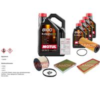 Kamoka Controllo Set 9L Motul 8100 x-Pulire 0W-30 per VW Touareg 3.0 V6