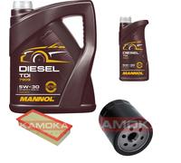 KAMOKA Controllo Set MANNOL Diesel TDI 5W-30 6L Per Peugeot 807 2.2 HDi 2.0