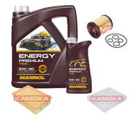 Kamoka Controllo Set mannol Energy Premium 5W-30 6L per Opel Mokka / Moca