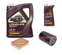 Kamoka Controllo Set mannol Longlife 5W-30 6L per Audi A4 Cabriolet 1.8 Core T