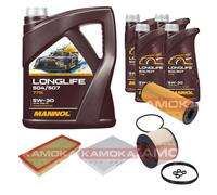 KAMOKA Controllo Set MANNOL LONGLIFE 5W-30 9L Per VW Touareg 3.0 V6 TDI Audi