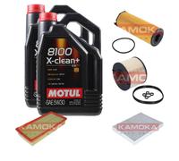 KAMOKA Controllo Set Motul 8100 X-CLEAN+ 5W30 10L Per VW Touareg 3.0 V6 TDI
