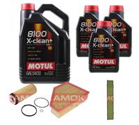 KAMOKA Controllo Set Motul 8100 X-Clean+ 5W30 8L Per BMW 3er Touring 325d
