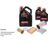 Kamoka Controllo Set Motul 8100 x-Pulire + 5W30 7L per VW Passat Variante Di