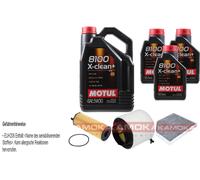 Kamoka Controllo Set Motul 8100 x-Pulire + 5W30 8L per Audi Q5 3.0 Tdi di