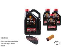 Kamoka Controllo Set Motul 8100 x-Pulire + 5W30 8L per BMW 5er 520d 518d