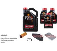 Kamoka Controllo Set Motul 8100 x-Pulire + 5W30 8L per BMW Serie 5er 520d