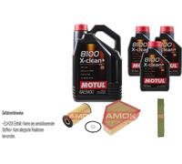 Kamoka Controllo Set Motul 8100 x-Pulire + 5W30 8L per BMW X1 xDrive18d