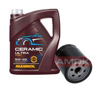 KAMOKA Filtro Olio 5L MANNOL Ceramic 5W-40 Per Peugeot 206 Berlina 1.4i