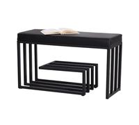 KAMPCO Panca scarpiera a 3 livelli, Panca scarpiera da ingresso con contenitore e sedile imbottito, struttura in metallo nero, organizer per scarpe per ingresso, camera da letto, corridoio