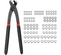 Kamtop Tenaglie da Lavoro con 100pz Morsetti Stringitubo 5.8-21mm Tenaglia per Fascette Stringitubo Kit Certificazione TUV con Fascette Stringitubo a Orecchio Singolo in Acciaio Inox 304