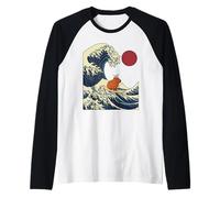 Kanagawa Wave Capybara Surf Giapponese Kawaii Maglia con Maniche Raglan