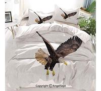 Kanaite Set Copripiumino Eagle Decor, di Un Cacciatore in Volo in Cerca di Scene di Predatori di Prede dalla Natura, Set di Lenzuola Decorative a 3 Pezzi con 2 federe per Cuscini