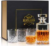 KANARS 5 Pezzi Bicchieri e Bottiglie da Whisky, Decanter da Whiskey Cristallo, 750 ml Caraffa con 4x 300 ml Bicchiere per Bourbon, Scotch, Cognac, Martini, Bellissimo Regalo