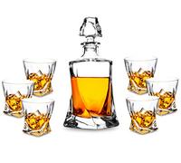 KANARS 7 Pezzi Bottiglie e Bicchieri whisky, Decanter da Whiskey Cristallo, 800ml Bottiglia con 6x 300ml Bicchieri, Bellissimo Regalo
