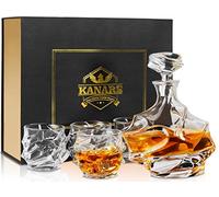 KANARS Bicchiere e Bottiglie Whisky, Decanter da Whiskey Cristallo, 750 ml Bottiglia con 4x 320 ml Bicchieri per Cognac, Martini, Whisky, Scotch, Bourbon, Cocktail, Bellissimo Regalo, Set di 5 Pezzi