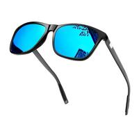 KANASTAL Blu Specchio Occhiali da Sole Specchiati Azzurri Uomo Polarizzati Donna UV400 Quadrati Vintage Alla Moda Retrò Classici Blue Mirror Sunglasses per Viaggio Spiaggia -Azzurre