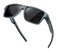 KANASTAL Grigio Occhiali da Sole Neri Uomo Donna Polarizzati Scuri Quadrati Montatura Grigi Retrò Vintage UV400 Black Sunglasses per Viaggio Pesca -Telaio Grigio