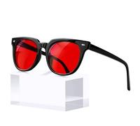 KANASTAL Lenti Rosse Occhiali anti Luce Blu Rossi Dormire Uomo Donna Computer PC Antiriflesso Quadrati Riposanti Protezione Schermo Red Blue Light Glasses per TV Gioco Telefono -Rossa Neri