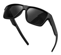 KANASTAL Neri Occhiali da Sole Uomo Polarizzati Sportivi Donna Scuri Opachi Lenti Nere Quadrati Retrò Vintage UV400 Black Sunglasses per Estate Spiaggia -Nero Opaco
