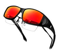 KANASTAL Occhiali da Sole Arancioni Specchio Uomo Donna Polarizzati Sovraocchiali Rossi Arancio Specchiati Avvolgenti Rettangolari UV400 Red Orange Fit over Sunglasses -Arancione