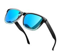 KANASTAL Occhiali da Sole Blu Specchio Uomo Donna Polarizzati Specchiati Azzurri Vintage Quadrati Celesti UV400 Retrò Classici Alla Moda Blue Mirror Sunglasses per Spiaggia Pesca -Azzurre Neri