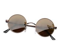 KANASTAL Occhiali da Sole Marroni Rotondi Uomo Donna Polarizzati Tondi Circolari Cerchio Vintage Retro Steampunk Piccoli UV400 Metallo Brown Sunglasses Men Women -Marrone