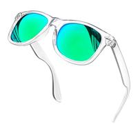 KANASTAL Occhiali da Sole Verdi Specchio Trasparenti Uomo Donna Polarizzati Specchiati Verde Montatura Trasparente UV400 Vintage Quadrati Classici Green Sunglasses -Lente Verde Cornice Chiara