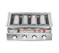KANBCNG Barbecue a gas in acciaio inox, senza fumo, a gas da tavolo, 4 bruciatori, elettrico da tavolo, altezza regolabile