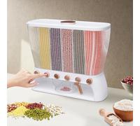 Kanbihao Dispenser Cereali 6 Scomparti Contenitore Trasparente per Dispensa Porta Dispensa per Pasta, Riso, Legumi, 10 kg, 42x16.5x36cm