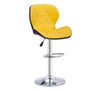 KANBUN Barre per sedie da pranzo girevole con schienale comodo sgabelli da sponge pad, regolazione del sollevamento 60-80 cm carico 200 kg (colore: giallo)