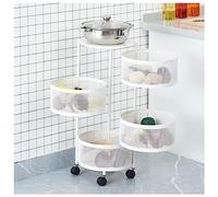 KANBUN Carrello rotolante carrello da cucina carrello rotolante scaffale rotolare multistrato in metallo porta cestino rotante Organizzatore a carrello verdura di frutta con ruote carrello