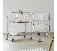 KANBUN Carrello rotolante carrello rotolante, carrello per mobile acrilico trasparente a 2 livelli con ruote, carrello di servizi per organizzatore rotolare per camera da letto da pranzo per bagno