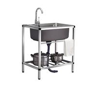 KANBUN Lavello da Cucina Commerciale in Acciaio Inossidabile in Acciaio Singolo Utilità Indipendente con drenaggio del Rubinetto 1 Compartment per la Lavanderia del Garage per Lavanderia Esterna.